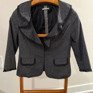 Charlotte Russe Gray Ruffle-Trim Blazer Jacket Y2K